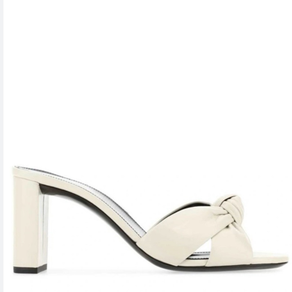 Saint Laurent Bianca Knot Tie Block Heel Slide on Sandals - Picture 3 of 10